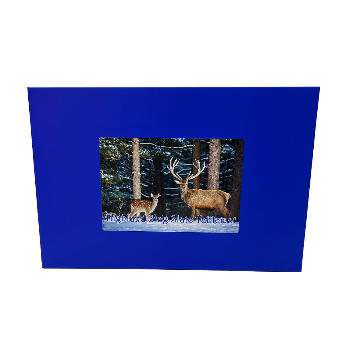 Slate Tablemat Highland Cow & Stag Individual Table Placemat – Scottish Heather & Winter Designs