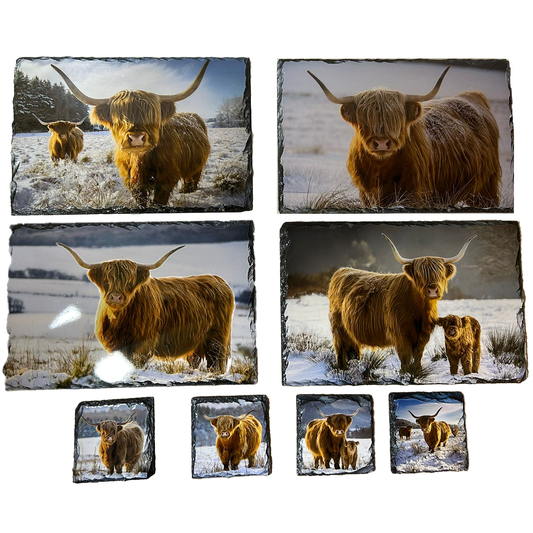 Highland Cow Slate Tableware Set – Handcrafted Scottish Home & Dining Decor